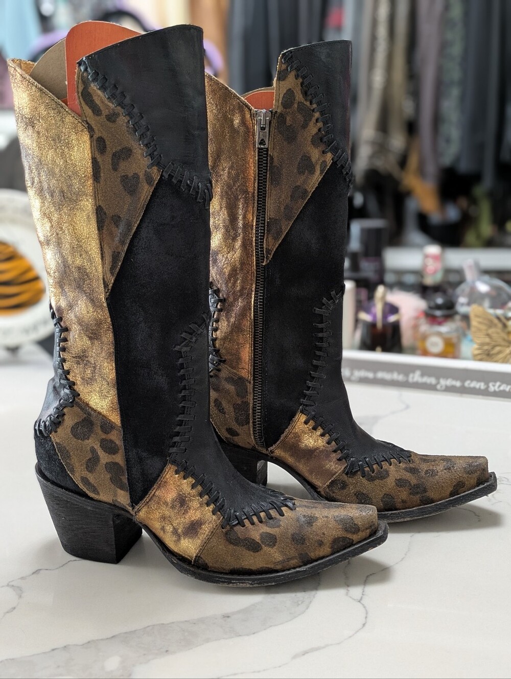 Old Gringo Metallic Leopard Boots 7B - Picture 3 of 6